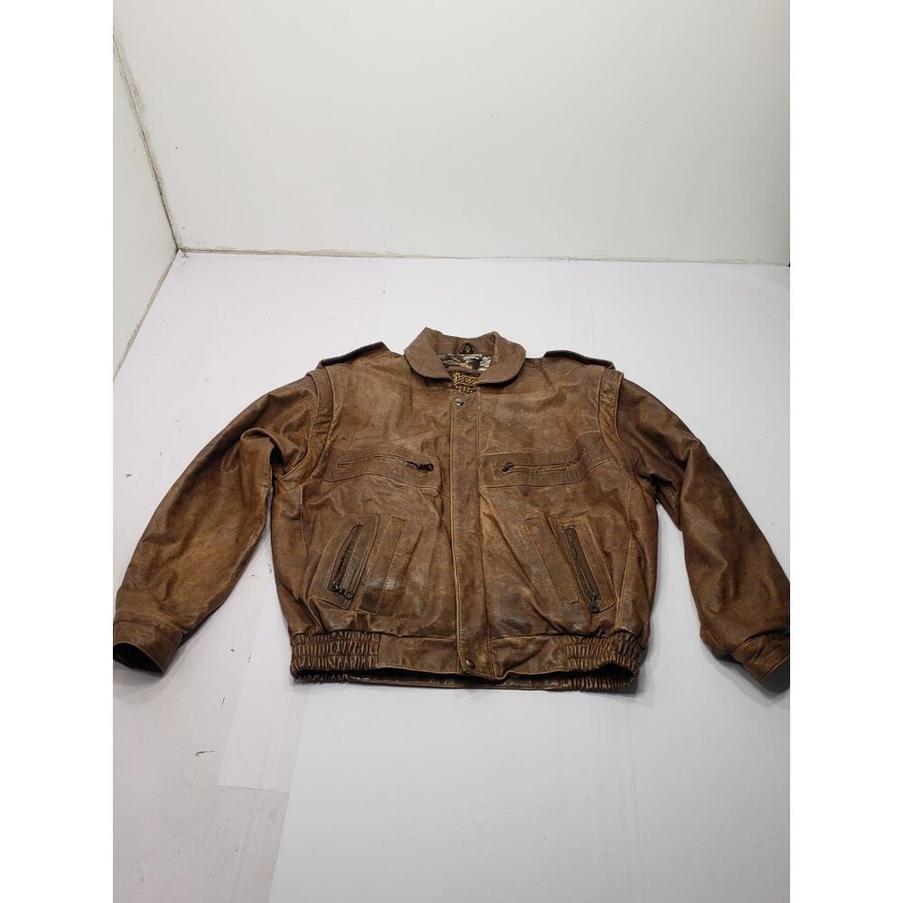 Vintage Jazz Leather Wear by Norcon Brown Motoracer Leather Jacket Size S